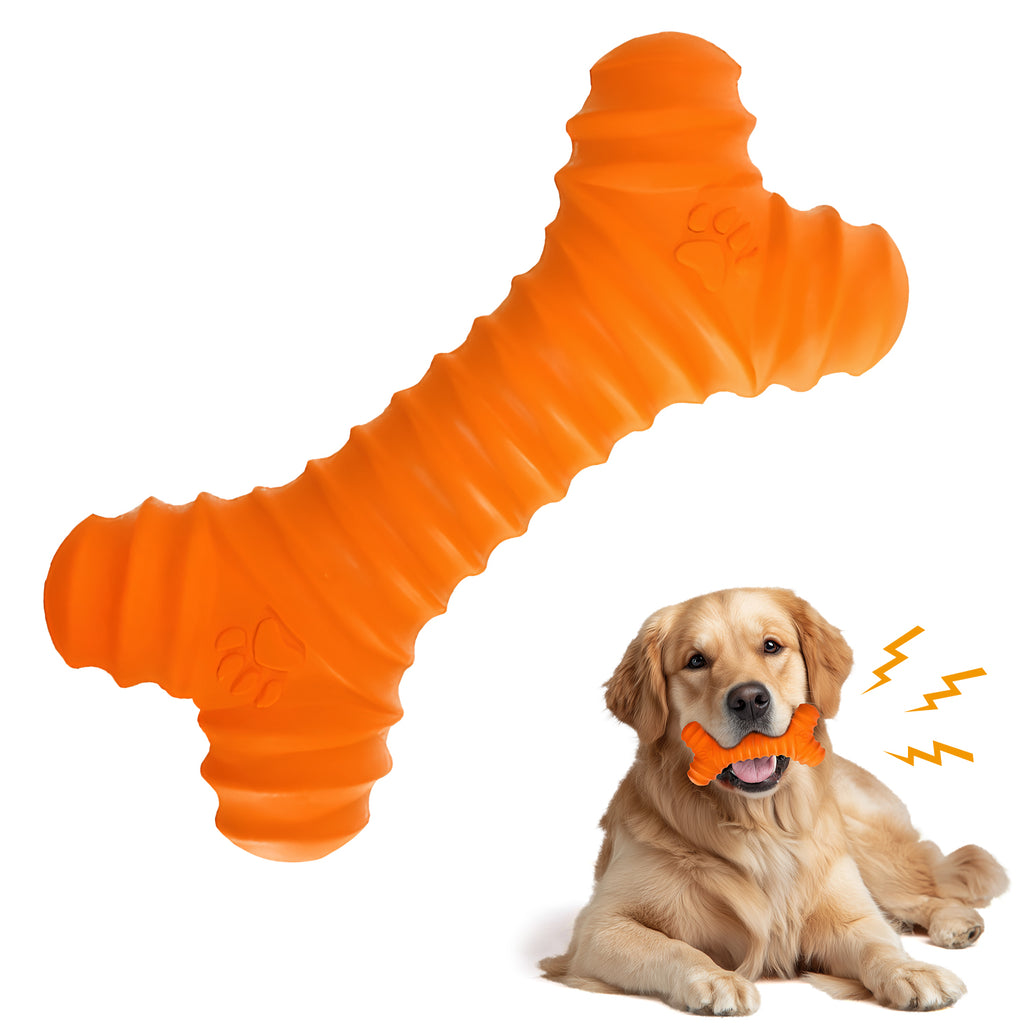 Rubber Bone, Dog Chew Toy for Aggressive Chewers with Squeaky, Durable Dog Toys for Large and Medium Breeds, Standing Stick Animal Puppy Fetch Interactive Play,6 In(1 Pack)