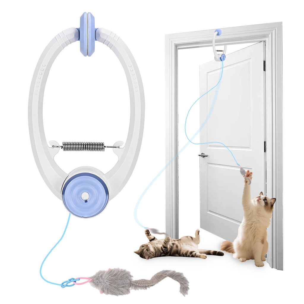 Interactive Hanging Cat Toy, Door-Mounted Mouse Teaser with Moving Motion, USB Rechargeable Toy for Indoor Cats & Kittens