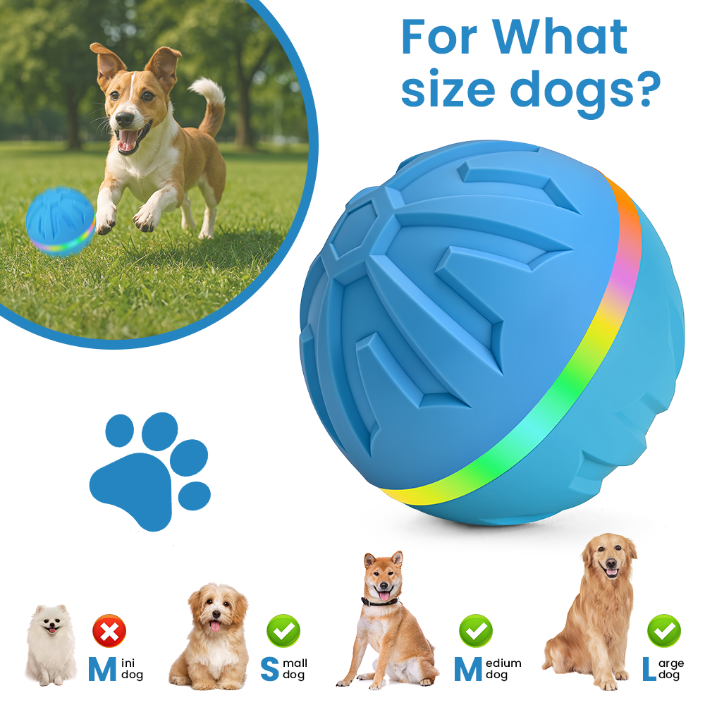 Interactive Dog Ball Toys with Remote Control, Chew-Resistant,LED Light, Rechargeable Waterproof Active Rolling Dogs Balls for Puppy