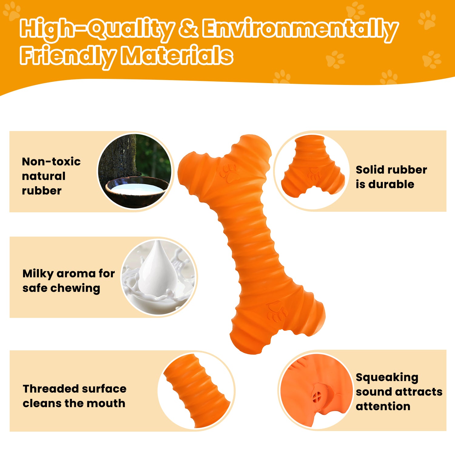 Rubber Bone, Dog Chew Toy for Aggressive Chewers with Squeaky, Durable Dog Toys for Large and Medium Breeds, Standing Stick Animal Puppy Fetch Interactive Play,6 In(1 Pack)