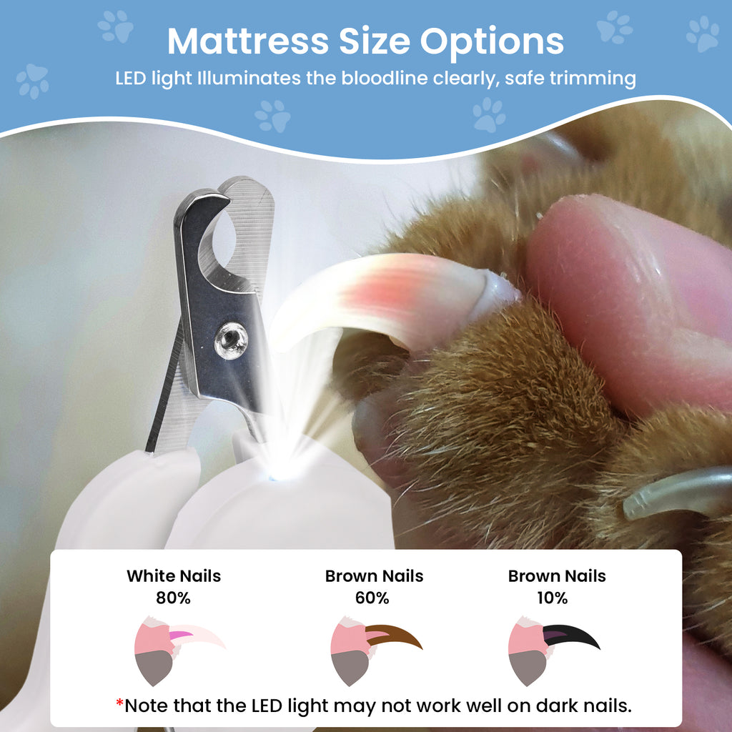 Cat Nail Clipper with Light, Pet Claw Trimmer for Grooming, Non-Slip Handle for Cats Dogs and Small Pets