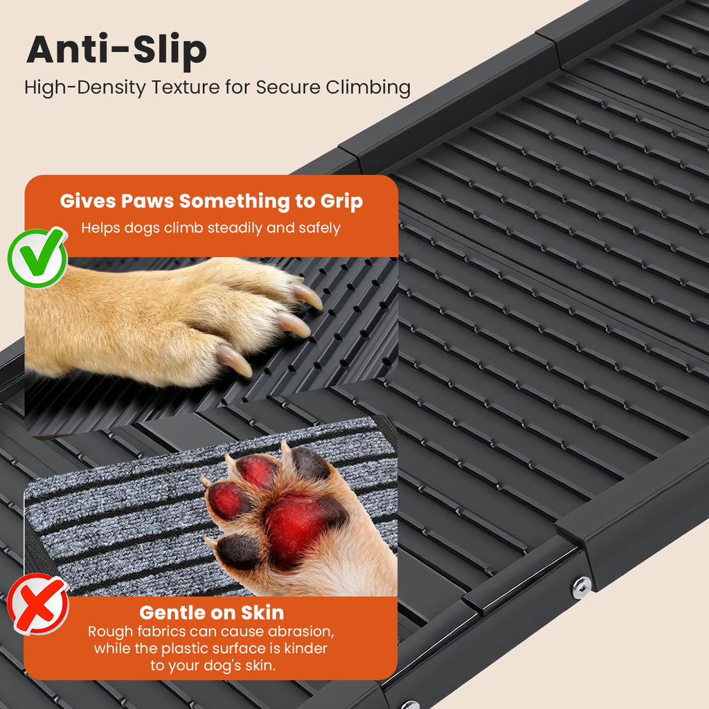 67" Foldable Dog Ramp, 4-Fold Portable Pet Ramp Stairs for Car, SUV, and Truck, 220 lb Capacity, Non-Slip Surface Dog Ramps for Large Dogs