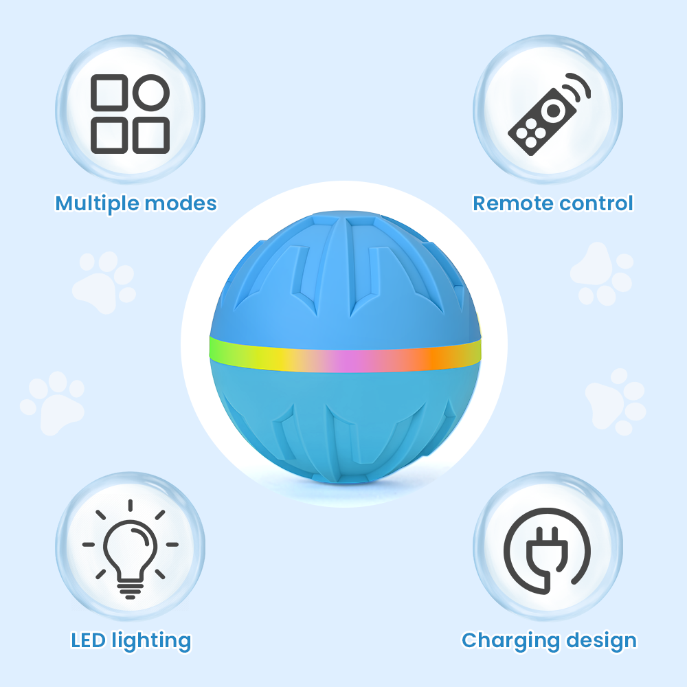 Interactive Dog Ball Toys with Remote Control, Chew-Resistant,LED Light, Rechargeable Waterproof Active Rolling Dogs Balls for Puppy