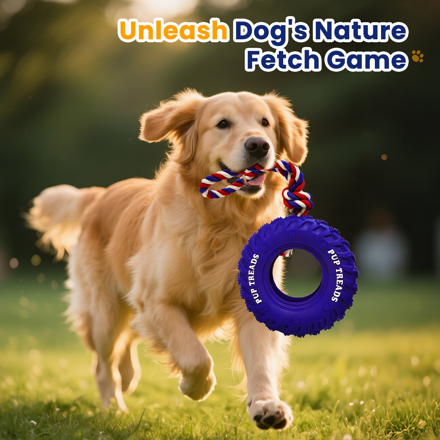 U-COMSO Rubber Dog Tire with Rope, Heavy Duty Chew Toys for Aggressive Chewers, Interactive Tug and Fetch Toy, Tug-of-war Interactive Slow Feeder Enrichment, 6" for Medium and Large Dogs, 1 pack