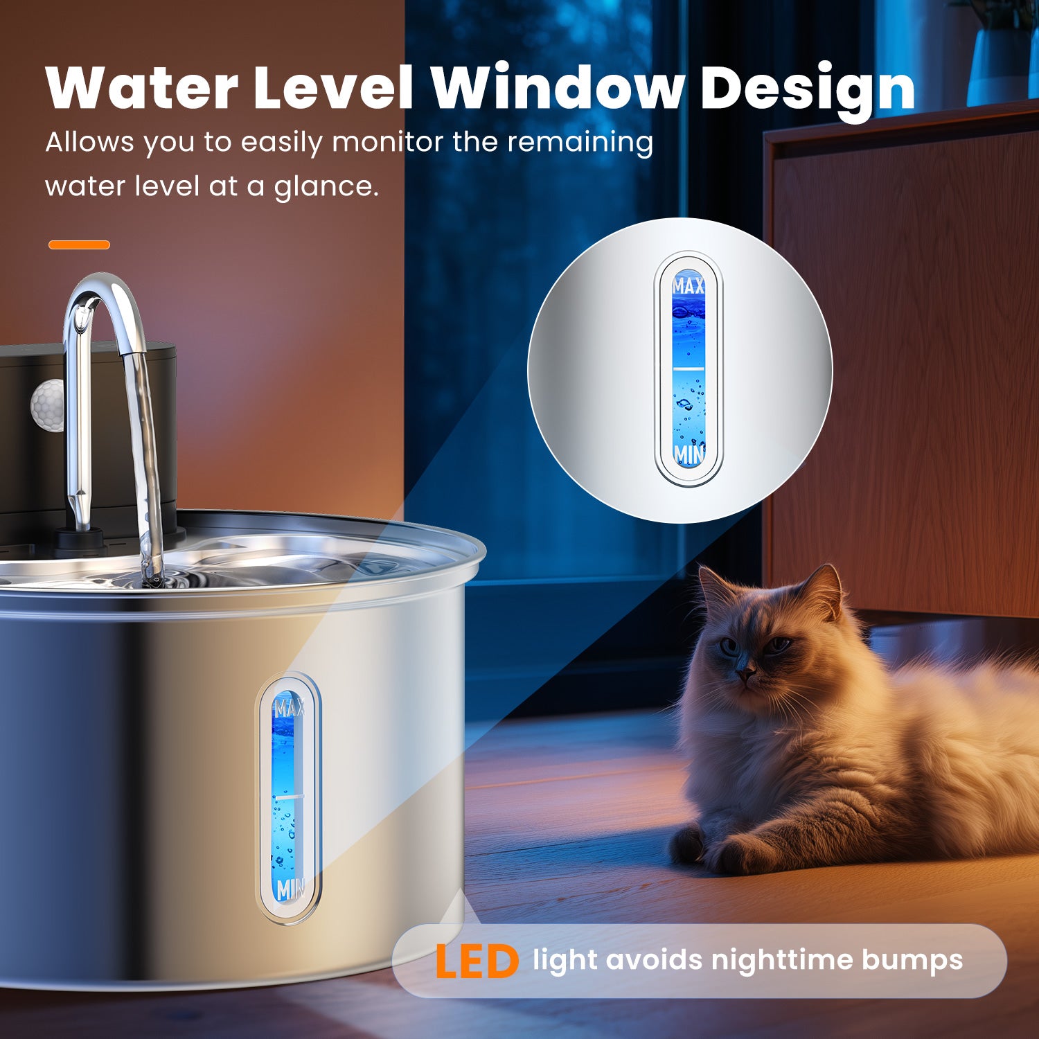 Cat Water Fountain, 3.5L Automatic Stainless Steel Pet Fountain Dog Water Dispenser for Cats, Dogs, Multiple Pets, 118oz/0.92Gal
