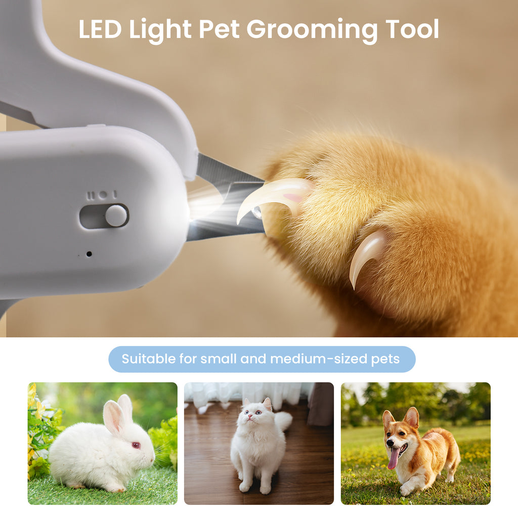 Cat Nail Clipper with Light, Pet Claw Trimmer for Grooming, Non-Slip Handle for Cats Dogs and Small Pets