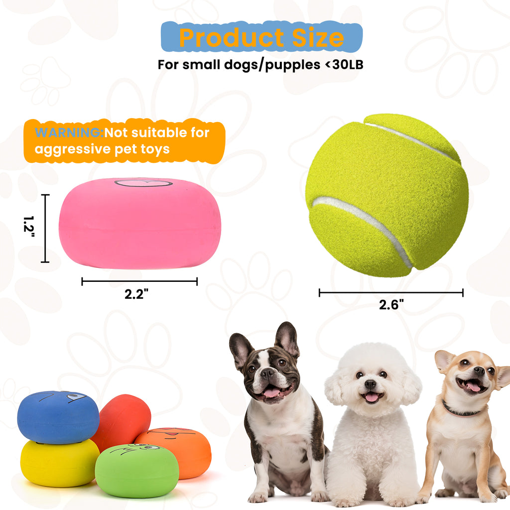 Squeaky Dog Toys, Funny Smile Emoji Puppy Ball, Soft Durable Non-Toxic Latex Toy for Small Dogs, Pet Stress Relief Interactive Play, 6 pcs