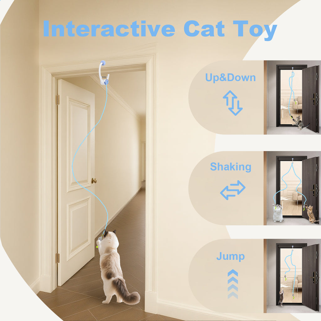 Interactive Hanging Cat Toy, Door-Mounted Mouse Teaser with Moving Motion, USB Rechargeable Toy for Indoor Cats & Kittens