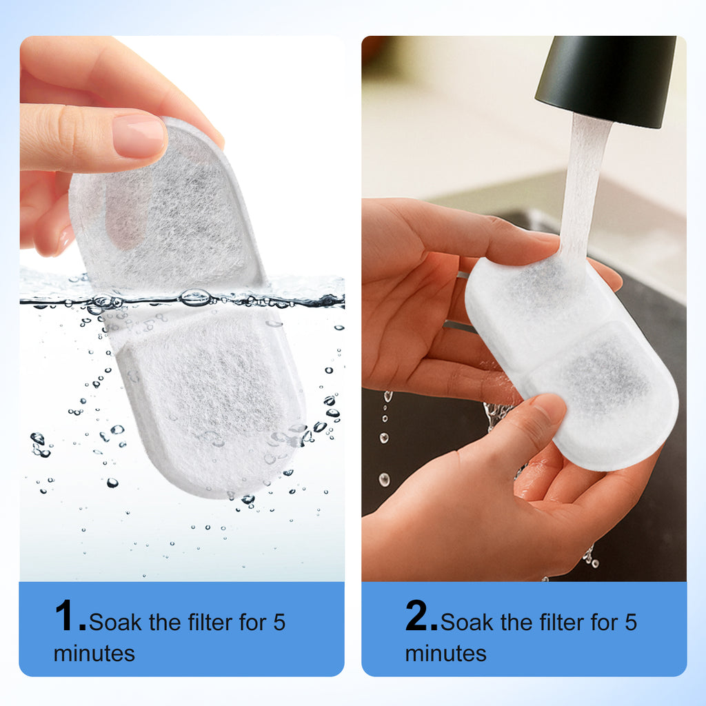 12packs Cat Water Fountain Filters, Cat Fountain Replacement Filters for Dlopede 3.5L/118oz& 12L/410oz Stainless Steel Pet Water Fountain,Dog Water Fountain Filters（6 Filters& 6 Sponges)