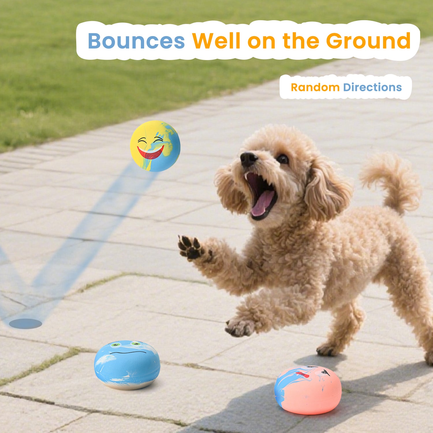 Squeaky Dog Toys , 6 pcs Funny Smile Emoji Doy Balls for Small Dogs, Soft Durable Non-Toxic Latex Chewable Toy Set, Pet Stress Relief Interactive Play