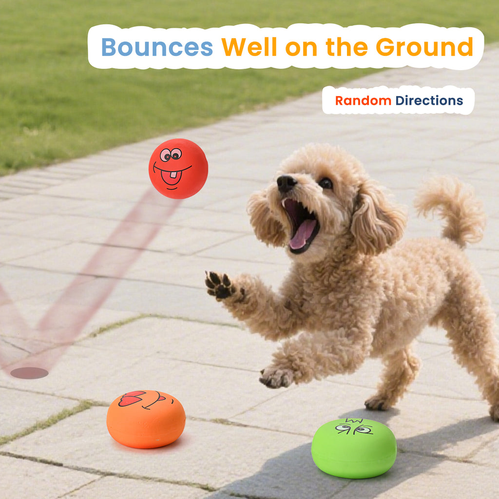 Squeaky Dog Toys, Funny Smile Emoji Puppy Ball, Soft Durable Non-Toxic Latex Toy for Small Dogs, Pet Stress Relief Interactive Play, 6 pcs