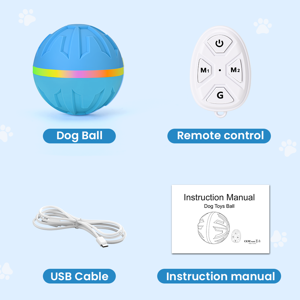 Interactive Dog Ball Toys with Remote Control, Chew-Resistant,LED Light, Rechargeable Waterproof Active Rolling Dogs Balls for Puppy