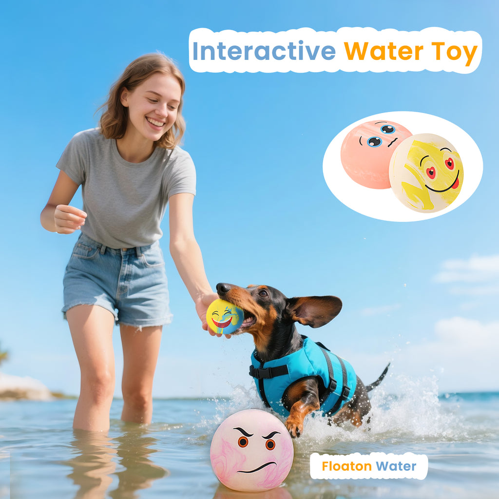 Squeaky Dog Toys , 6 pcs Funny Smile Emoji Doy Balls for Small Dogs, Soft Durable Non-Toxic Latex Chewable Toy Set, Pet Stress Relief Interactive Play