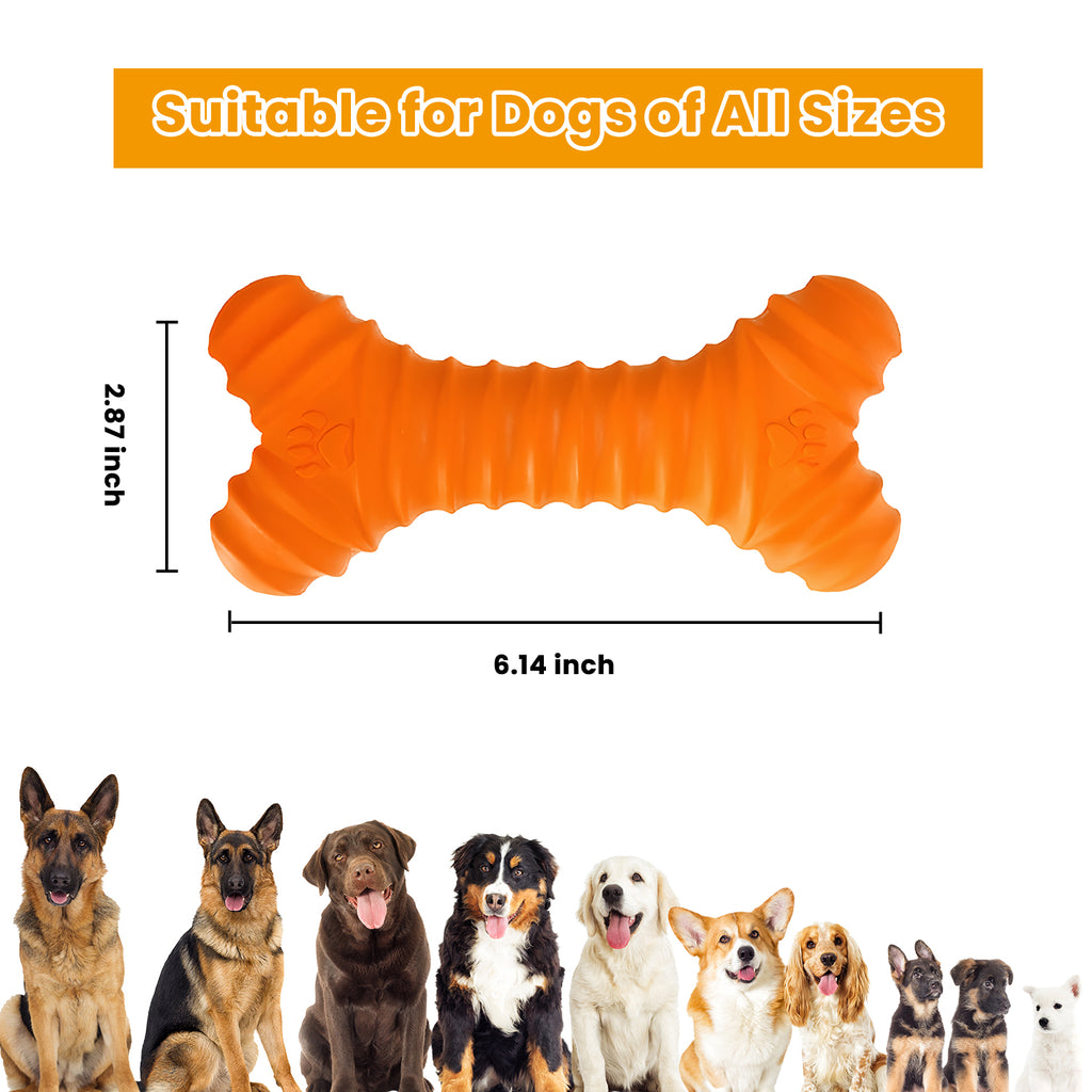 Rubber Bone, Dog Chew Toy for Aggressive Chewers with Squeaky, Durable Dog Toys for Large and Medium Breeds, Standing Stick Animal Puppy Fetch Interactive Play,6 In(1 Pack)