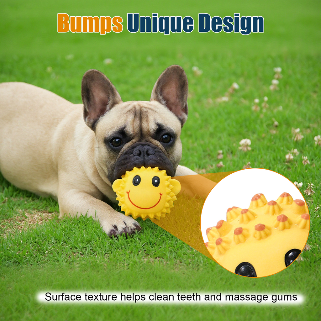 Squeaky Dog Toy,3 in Latex Soft Ball Set with Lamb Monkey Fox, Chew Toys for Small and Medium Dogs, Spiky Soft Rubber Puppy Teeth Clean Pet Toy, Indoor & Outdoor Fetch Play(3 Pack)