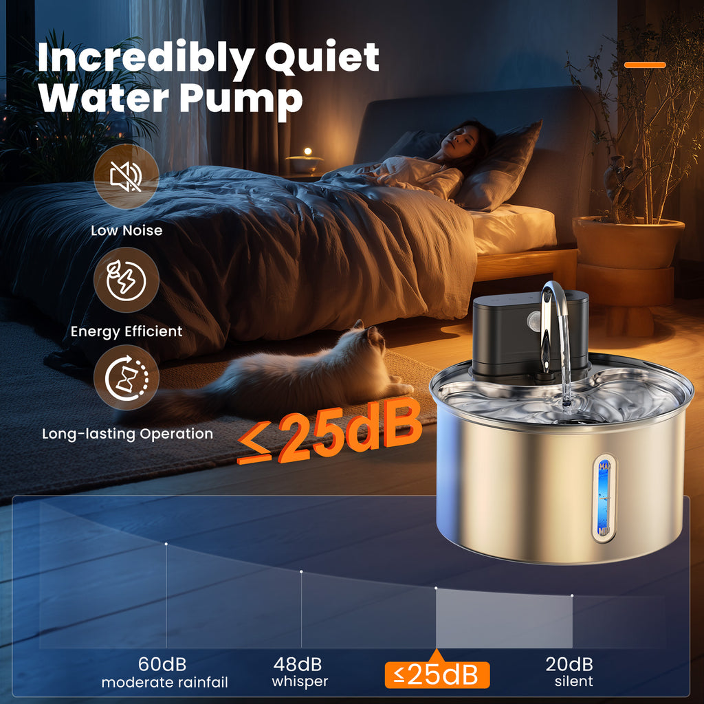 Cat Water Fountain, 3.5L Automatic Stainless Steel Pet Fountain Dog Water Dispenser for Cats, Dogs, Multiple Pets, 118oz/0.92Gal