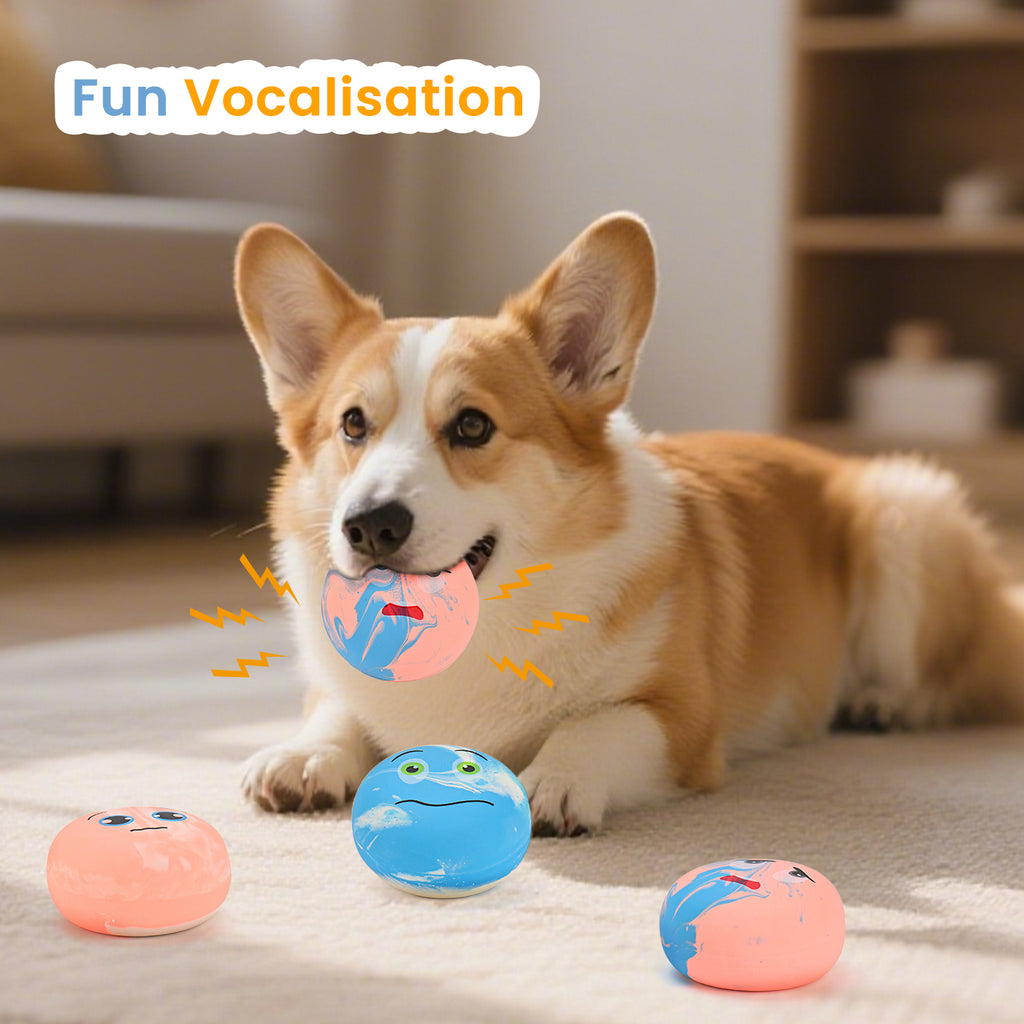 Squeaky Dog Toys , 6 pcs Funny Smile Emoji Doy Balls for Small Dogs, Soft Durable Non-Toxic Latex Chewable Toy Set, Pet Stress Relief Interactive Play