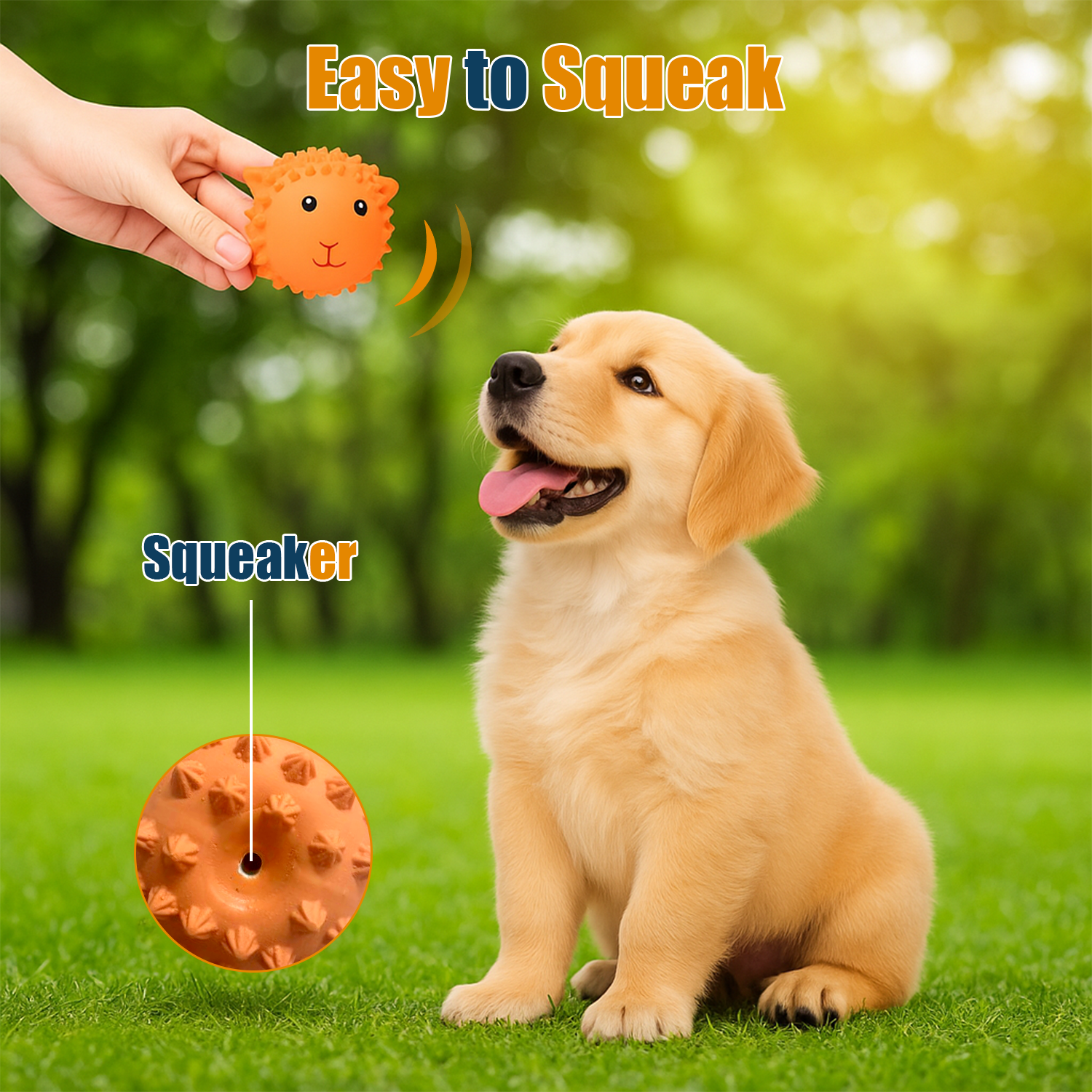 Squeaky Dog Toy,3 in Latex Soft Ball Set with Lamb Monkey Fox, Chew Toys for Small and Medium Dogs, Spiky Soft Rubber Puppy Teeth Clean Pet Toy, Indoor & Outdoor Fetch Play(3 Pack)