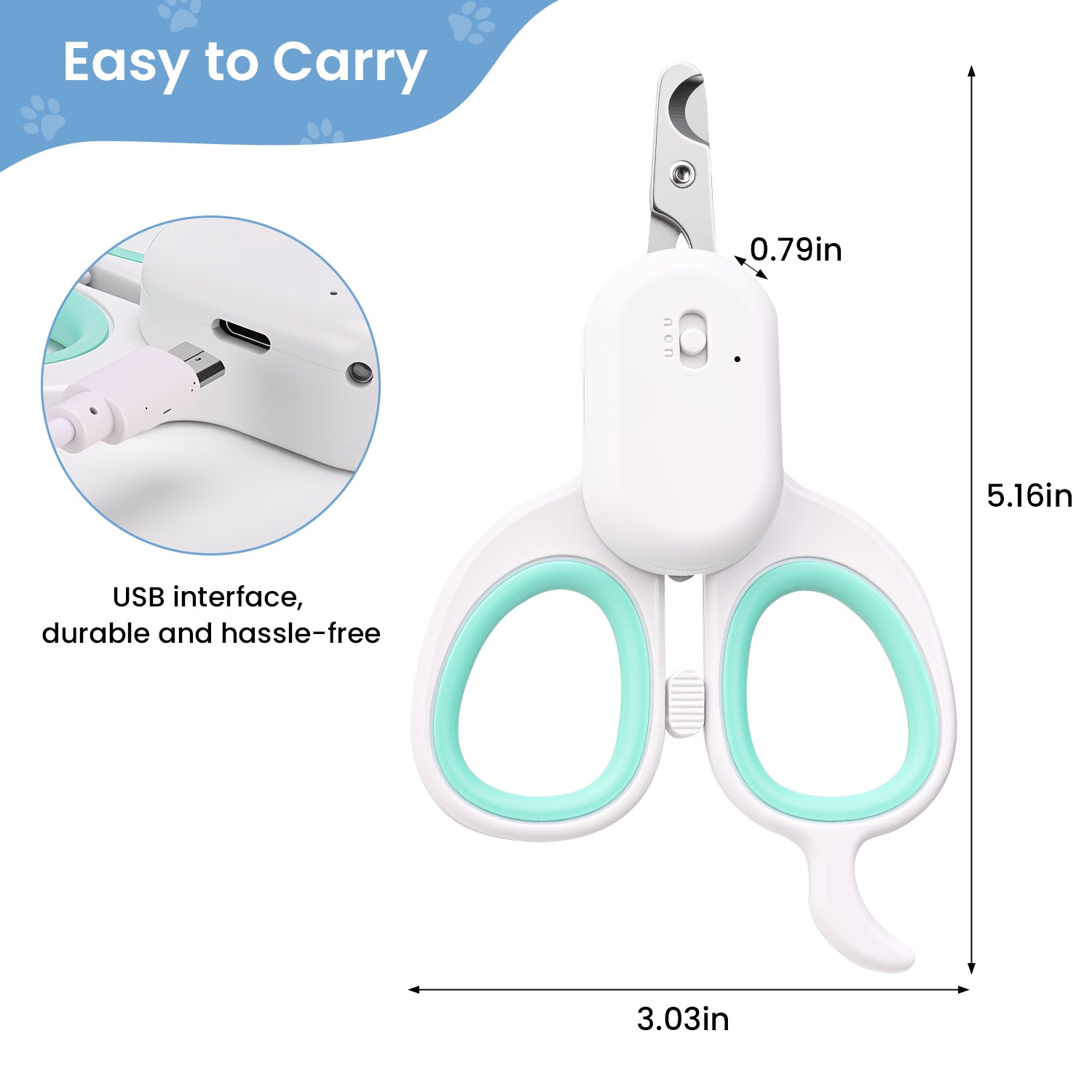 Cat Nail Clipper with Light, Pet Claw Trimmer for Grooming, Non-Slip Handle for Cats Dogs and Small Pets