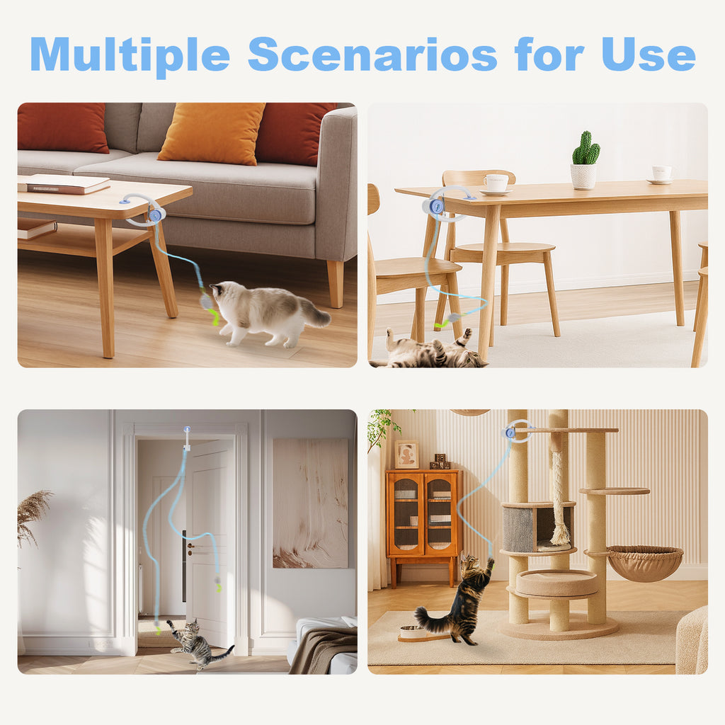 Interactive Hanging Cat Toy, Door-Mounted Mouse Teaser with Moving Motion, USB Rechargeable Toy for Indoor Cats & Kittens