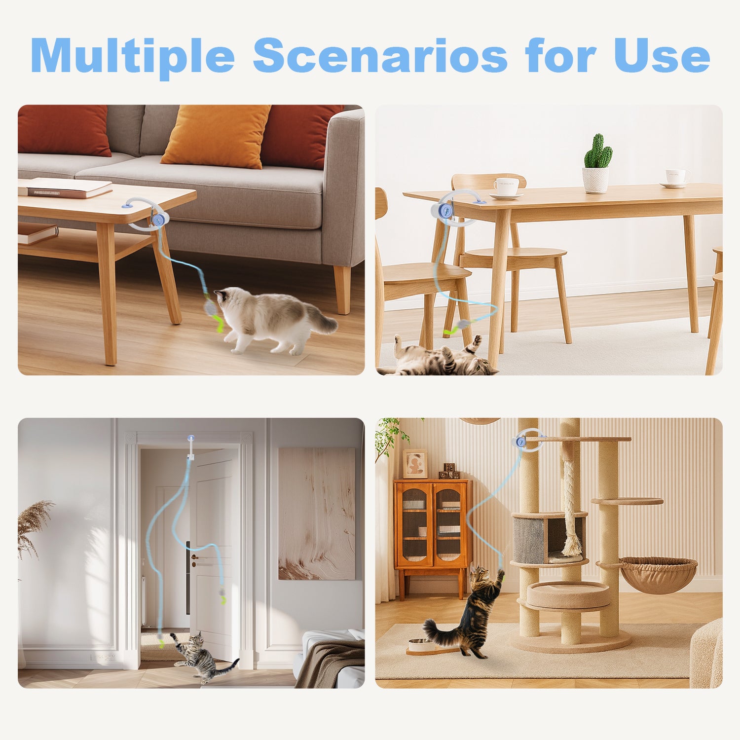 Interactive Hanging Cat Toy, Door-Mounted Mouse Teaser with Moving Motion, USB Rechargeable Toy for Indoor Cats & Kittens