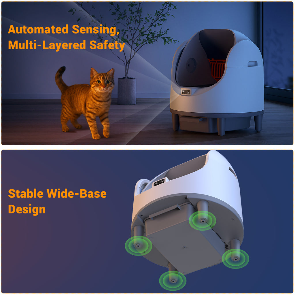 Dlopede Automatic Self-Cleaning Cat Litter Box with App Control, Infrared Safety Sensor, Smart Cat Toilet